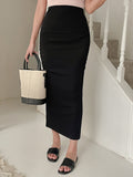 Buy SHEIN DAZY Solid Ruched Split Side Skirt in Pakistan