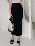 Buy SHEIN DAZY Solid Ruched Split Side Skirt in Pakistan