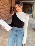 Buy SHEIN DAZY Two Tone Cold Shoulder Sweater in Pakistan