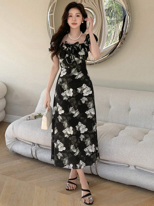 Buy SHEIN DAZY Women'S Floral Printed Front Tie-Up Dress in Pakistan