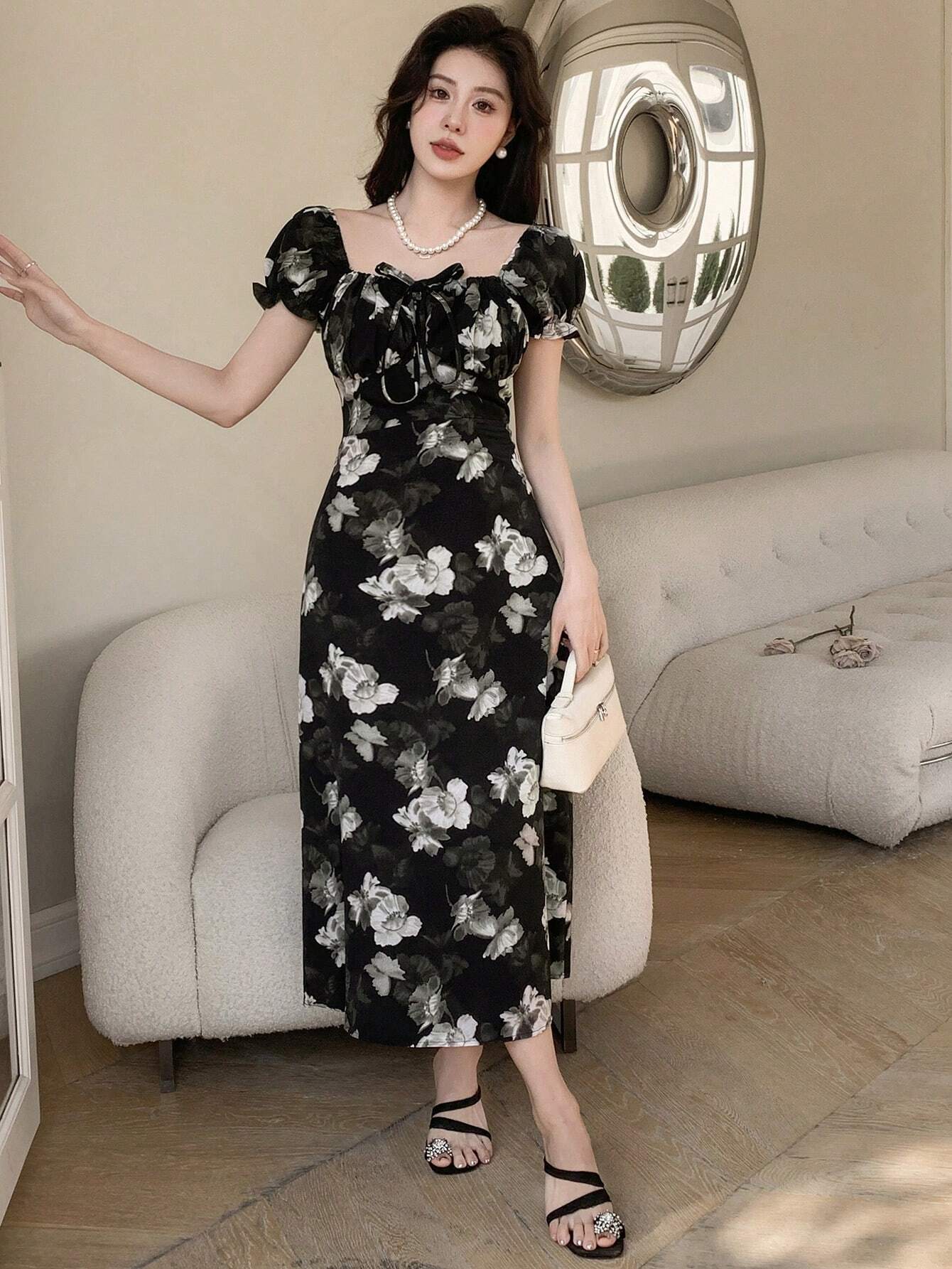 Buy SHEIN DAZY Women'S Floral Printed Front Tie-Up Dress in Pakistan