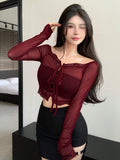 Buy SHEIN DAZY Women'S Lace Patchwork Front Knot Top in Pakistan