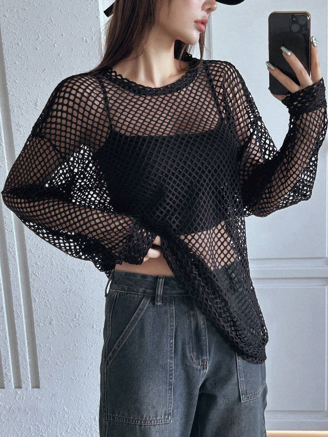 Buy SHEIN DAZY Women'S Loose Fit Sheer Mesh Top in Pakistan