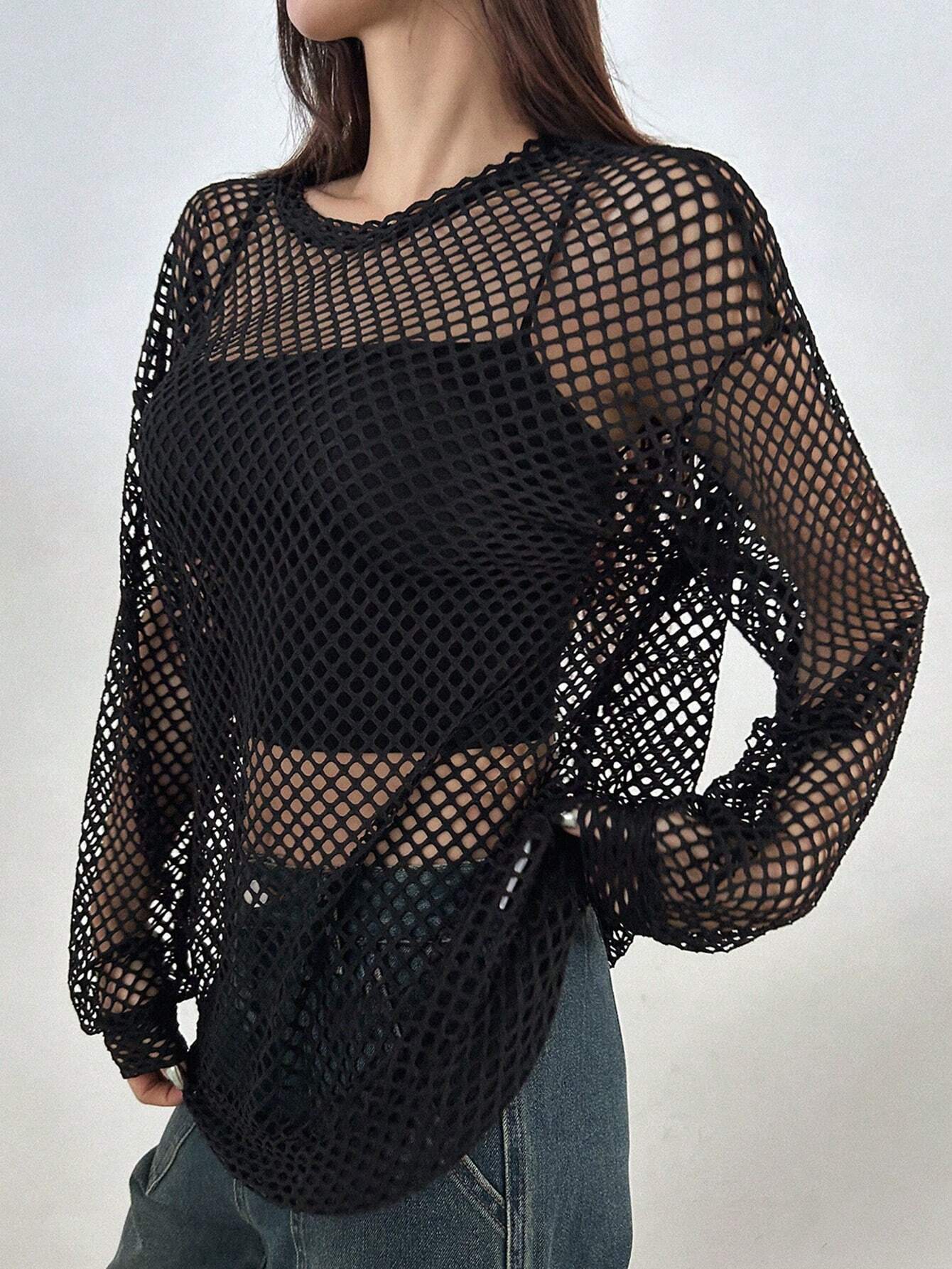 Buy SHEIN DAZY Women'S Loose Fit Sheer Mesh Top in Pakistan