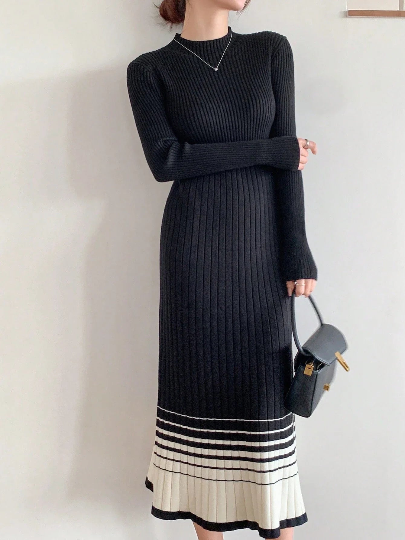 Buy SHEIN DAZY Women Long Sleeve Knit Bodycon Dress With Puff Sleeves in Pakistan