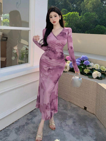 Buy SHEIN DAZY Women Ombre Wrap Design Long Dress in Pakistan