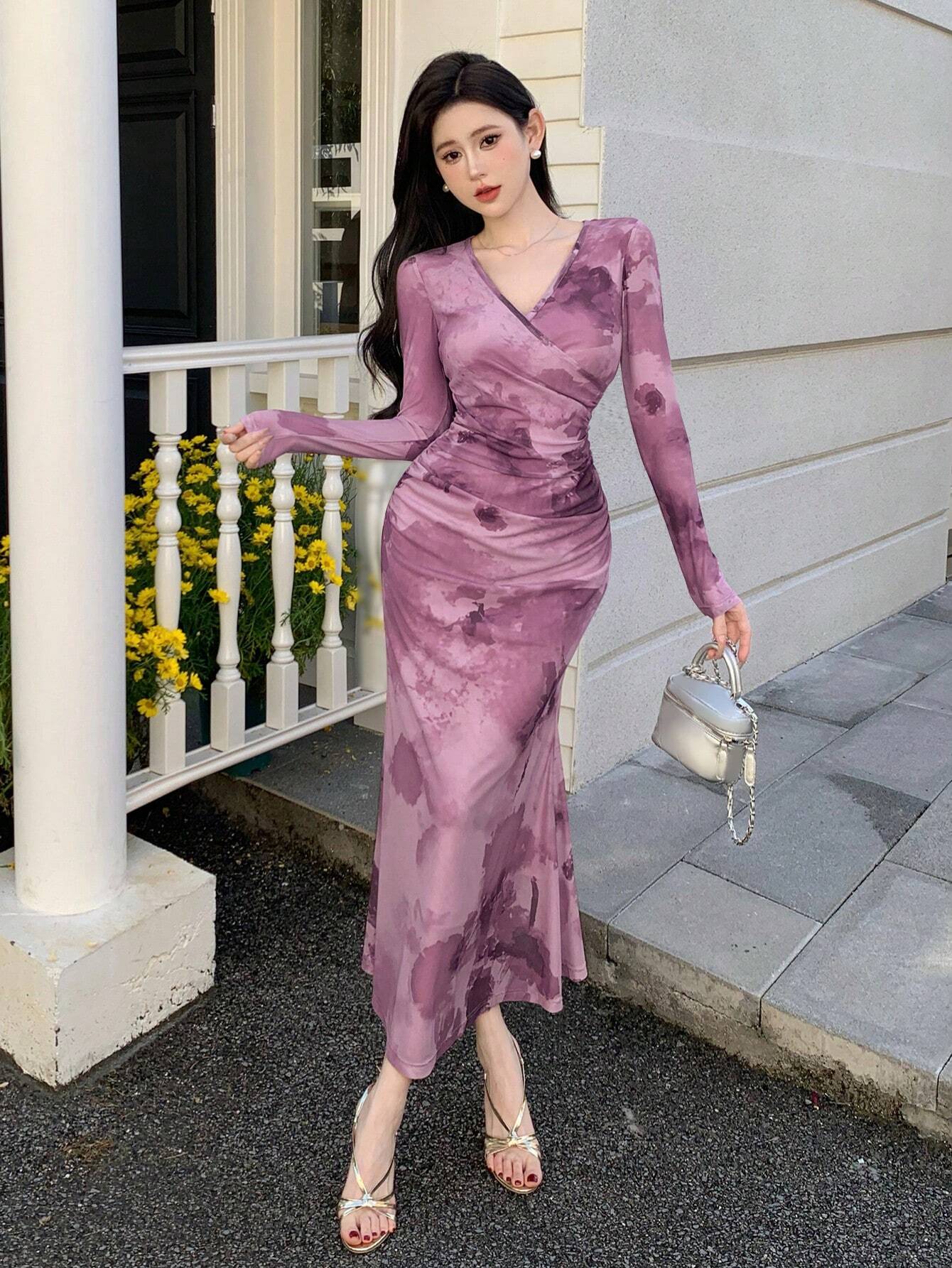 Buy SHEIN DAZY Women Ombre Wrap Design Long Dress in Pakistan