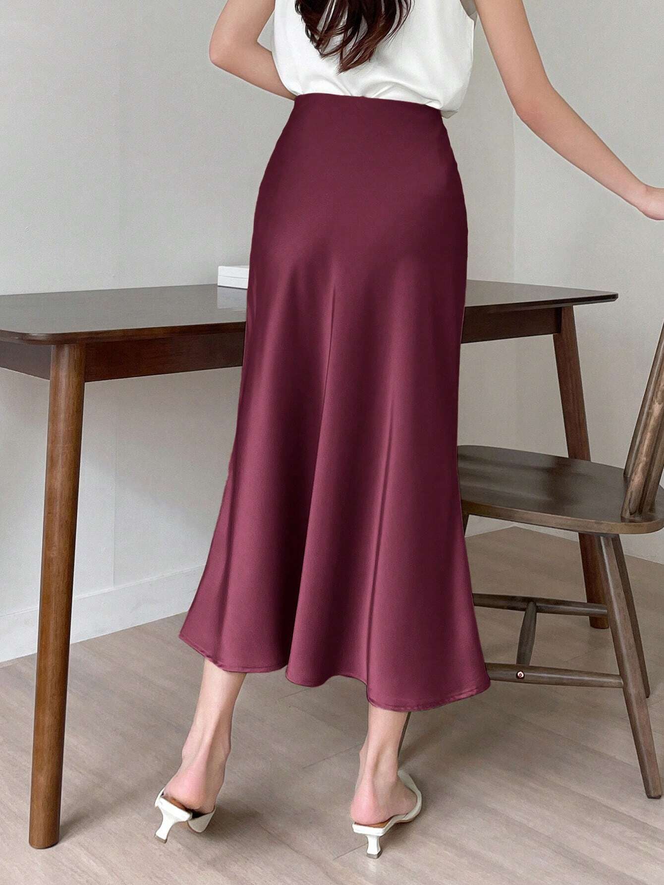 Buy SHEIN DAZY Women Solid Color Mermaid Hem Elegant Maxi Skirt in Pakistan