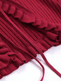 Buy SHEIN DAZY Women Spring And Autumn Solid Color Long Sleeve Front Tie Short Ruffle Cardigan in Pakistan