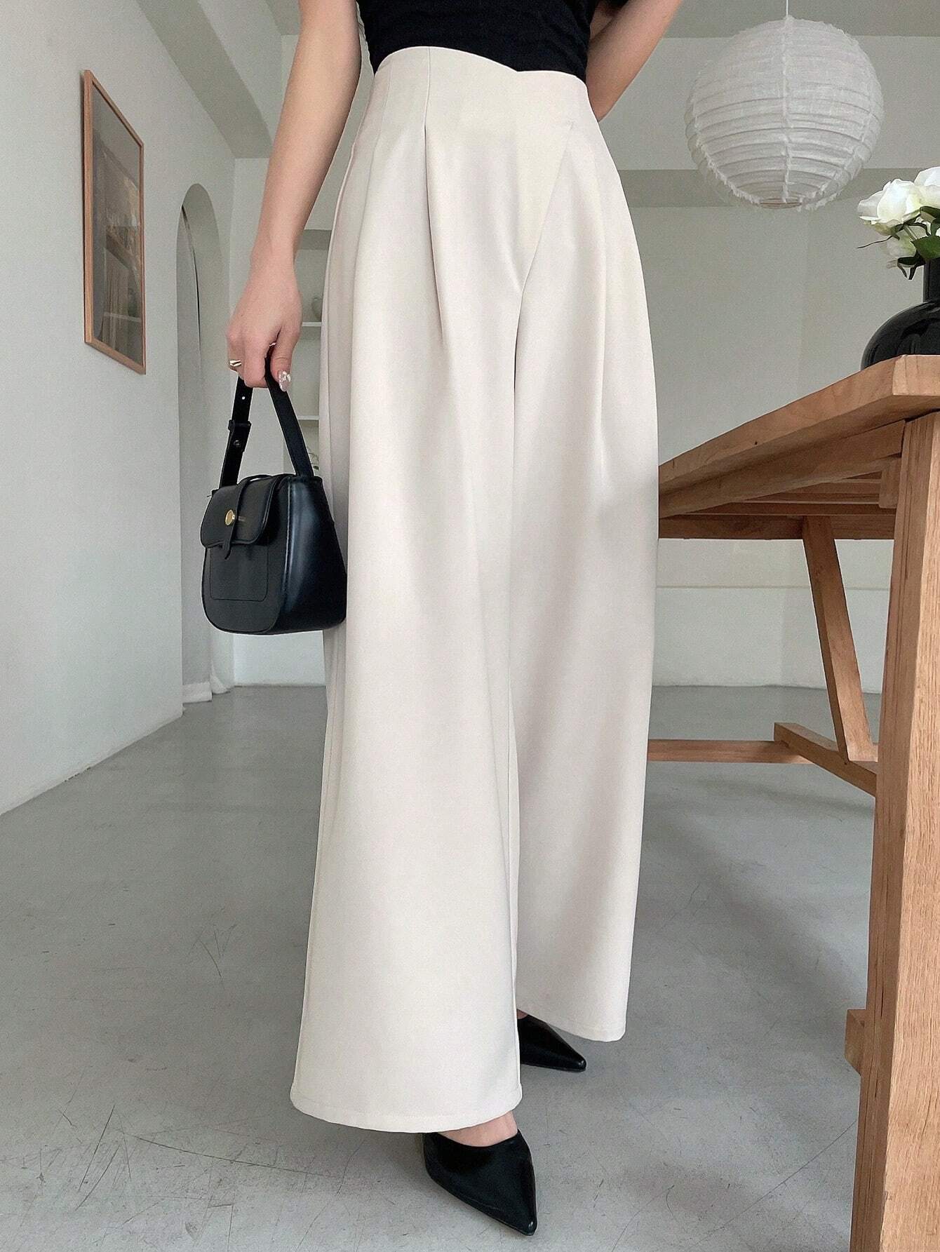 Buy SHEIN DAZY Women's Asymmetric Waist Wide Leg Pants in Pakistan