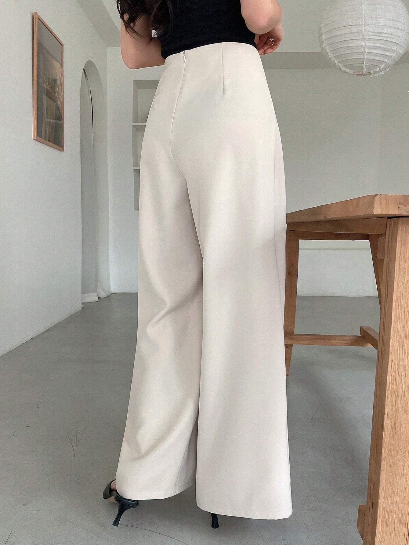 Buy SHEIN DAZY Women's Asymmetric Waist Wide Leg Pants in Pakistan