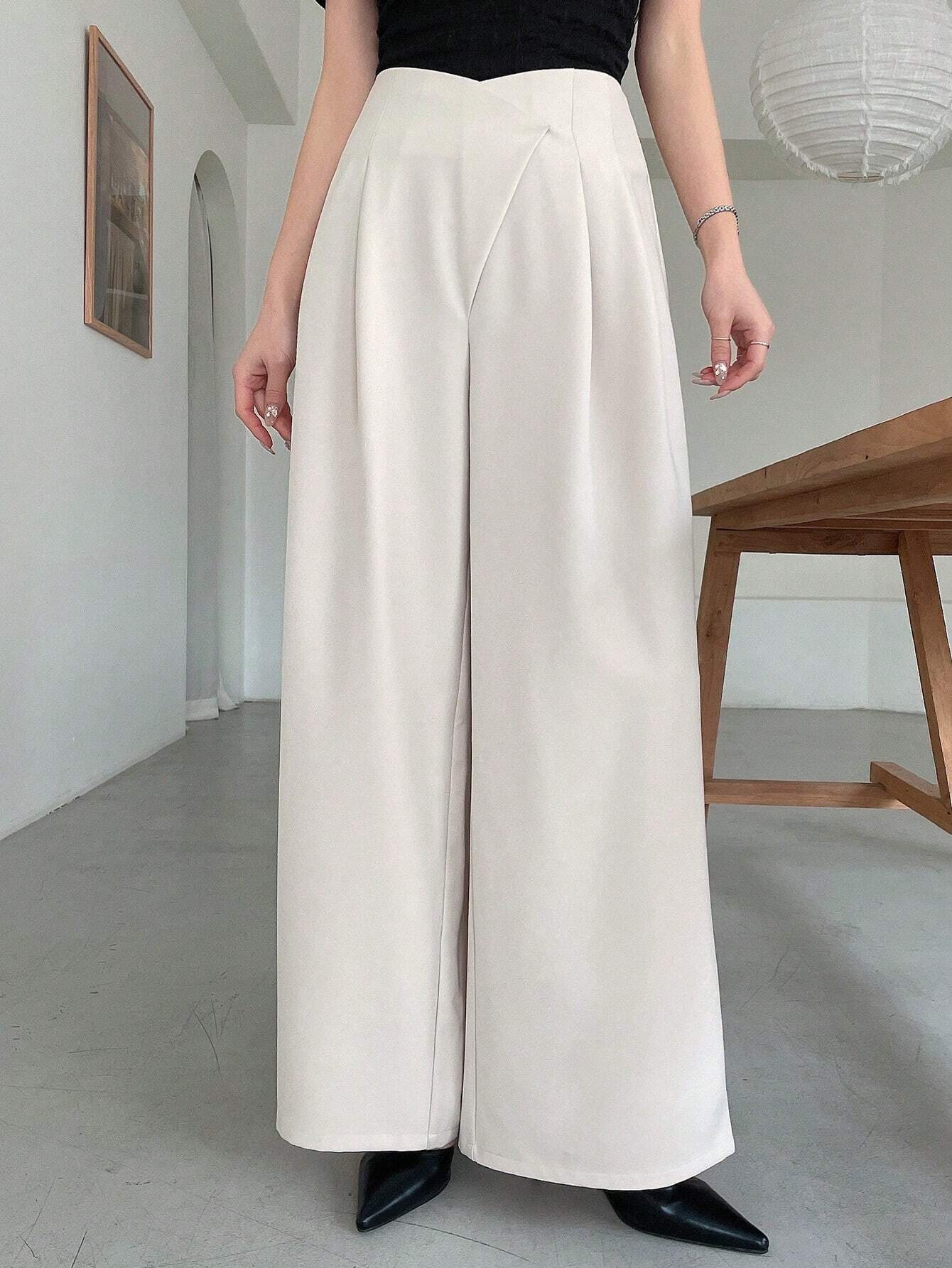 Buy SHEIN DAZY Women's Asymmetric Waist Wide Leg Pants in Pakistan
