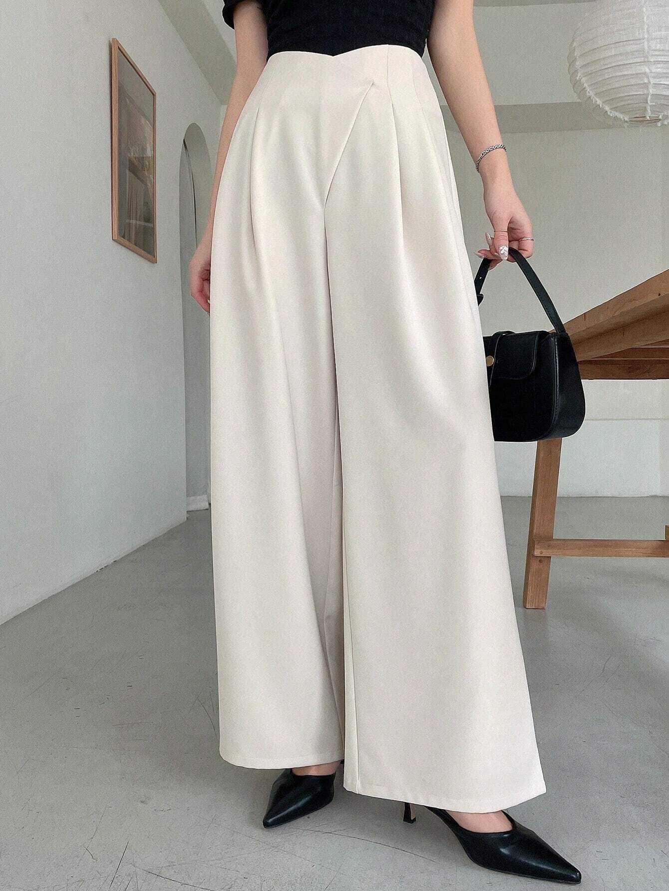 Buy SHEIN DAZY Women's Asymmetric Waist Wide Leg Pants in Pakistan