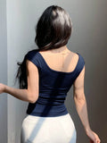 Buy SHEIN DAZY Women's Bowknot Tie Back Tight Short Sleeve T-Shirt in Pakistan