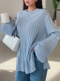 Buy SHEIN DAZY Women's Business Casual Solid Color Flare Sleeve Sweater in Pakistan