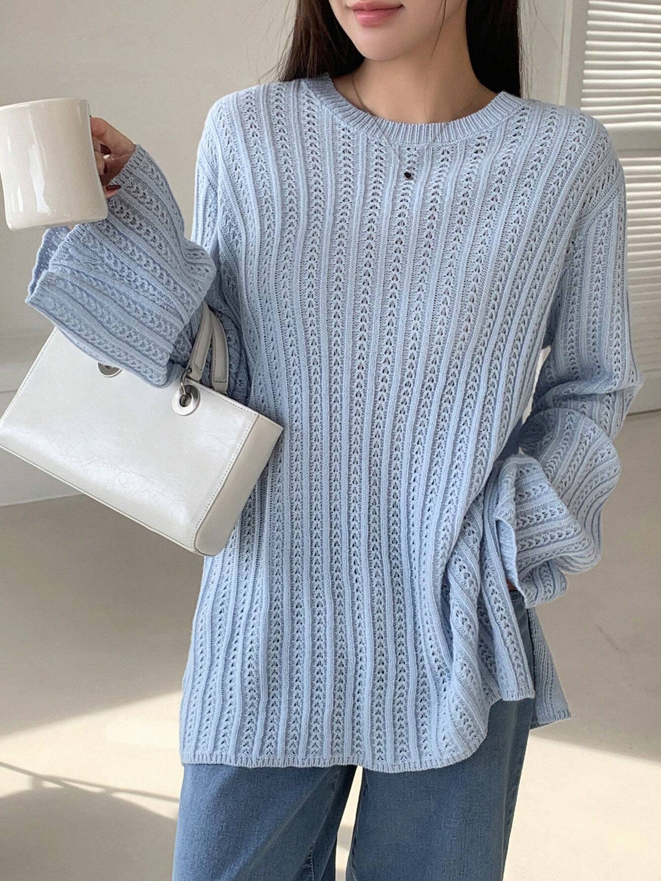 Buy SHEIN DAZY Women's Business Casual Solid Color Flare Sleeve Sweater in Pakistan