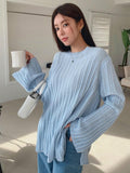 Buy SHEIN DAZY Women's Business Casual Solid Color Flare Sleeve Sweater in Pakistan