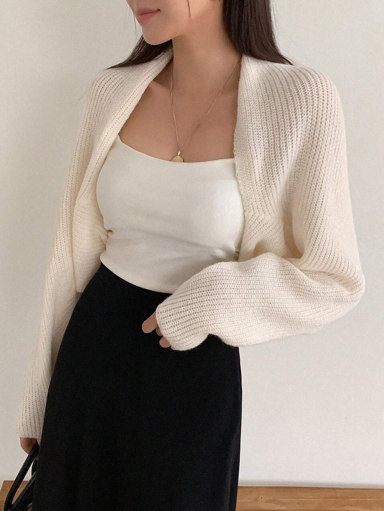 Buy SHEIN DAZY Women's Casual Solid Color Batwing Sleeve Cardigan in Pakistan