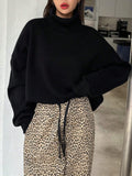 Buy SHEIN DAZY Women's Fall Casual High Neck Loose Black Sweater in Pakistan