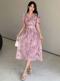 Buy SHEIN DAZY Women's Floral Print Short Sleeve Dress in Pakistan