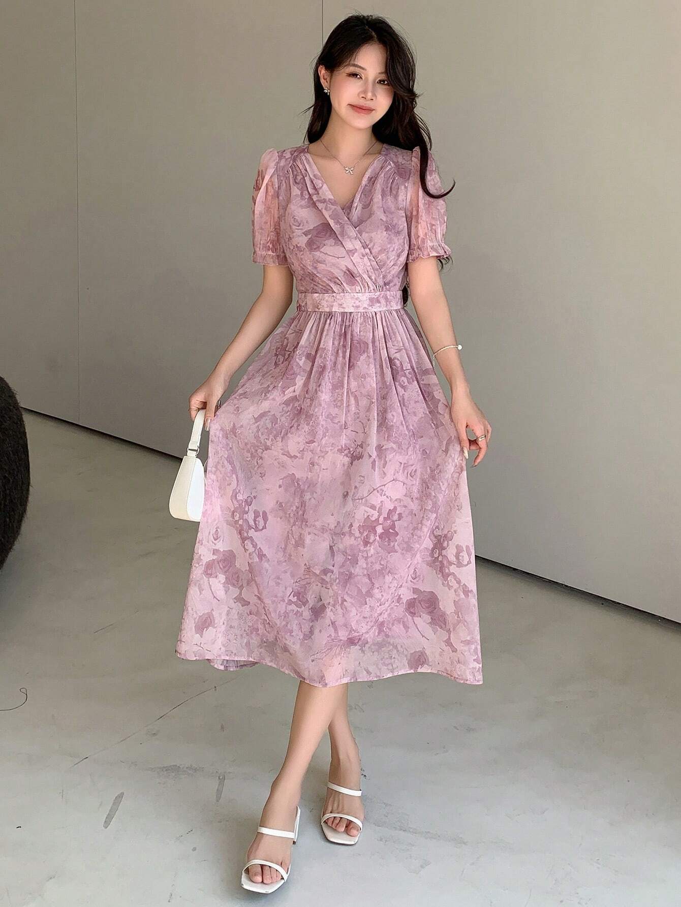Buy SHEIN DAZY Women's Floral Print Short Sleeve Dress in Pakistan