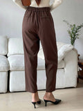Buy SHEIN DAZY Women's Plain Color Pleated Pocket Business Casual Suit Pants in Pakistan