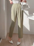 Buy SHEIN DAZY Women's Plain Color Pleated Pocket Dress Pants, Business Casual Style in Pakistan