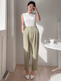 Buy SHEIN DAZY Women's Plain Color Pleated Pocket Dress Pants, Business Casual Style in Pakistan