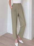Buy SHEIN DAZY Women's Plain Color Pleated Pocket Dress Pants, Business Casual Style in Pakistan
