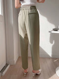 Buy SHEIN DAZY Women's Plain Color Pleated Pocket Dress Pants, Business Casual Style in Pakistan