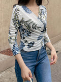 Buy SHEIN DAZY Women's Plant Print Wrap Tie Shirt in Pakistan