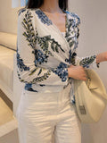 Buy SHEIN DAZY Women's Plant Print Wrap Tie Shirt in Pakistan