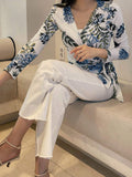 Buy SHEIN DAZY Women's Plant Print Wrap Tie Shirt in Pakistan