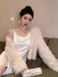 Buy SHEIN DAZY Women's Solid Color Long Sleeve Fleece Short Elegant Jacket in Pakistan
