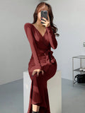 Buy SHEIN DAZY Women's Solid Color Self-Tie Wrap Midi Dress in Pakistan