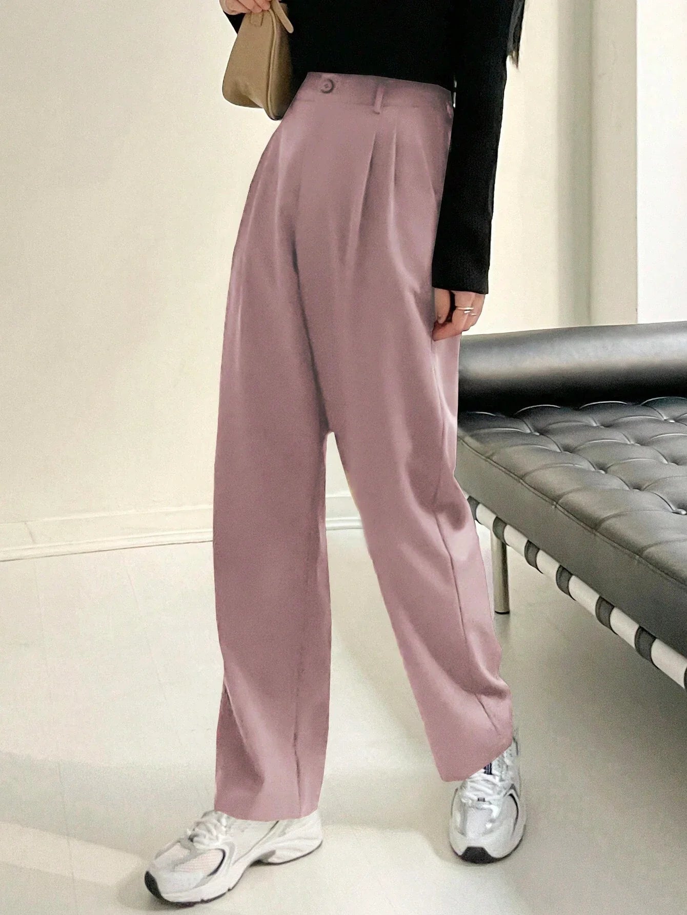 Buy SHEIN DAZY Women's Solid Color Simple Daily Regular Pants in Pakistan