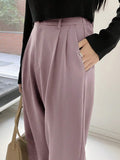 Buy SHEIN DAZY Women's Solid Color Simple Daily Regular Pants in Pakistan