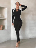 Buy SHEIN DAZY Women's Sporty Swimwear Jacket, Black And White Color Block Long Sleeve Zipper Swim Coat, Conservative Sun-Protective Slim-Fit Swimming Jacket, Suitable For Vacation Diving (Without Pants) Summer in Pakistan