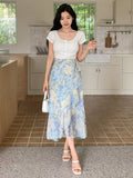 Buy SHEIN DAZY Women's Summer Elegant Floral Print Chiffon Ruffle Tie Wrap Skirt in Pakistan