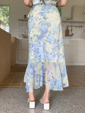 Buy SHEIN DAZY Women's Summer Elegant Floral Print Chiffon Ruffle Tie Wrap Skirt in Pakistan