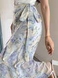 Buy SHEIN DAZY Women's Summer Elegant Floral Print Chiffon Ruffle Tie Wrap Skirt in Pakistan