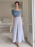 Buy SHEIN DAZY Women's Summer Solid Color Off-Shoulder Twisted Casual T-Shirt in Pakistan