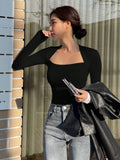 Buy SHEIN DAZY Women's Swan Neck Long Sleeve T-Shirt in Pakistan