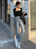 Buy SHEIN DAZY Women's Swan Neck Long Sleeve T-Shirt in Pakistan