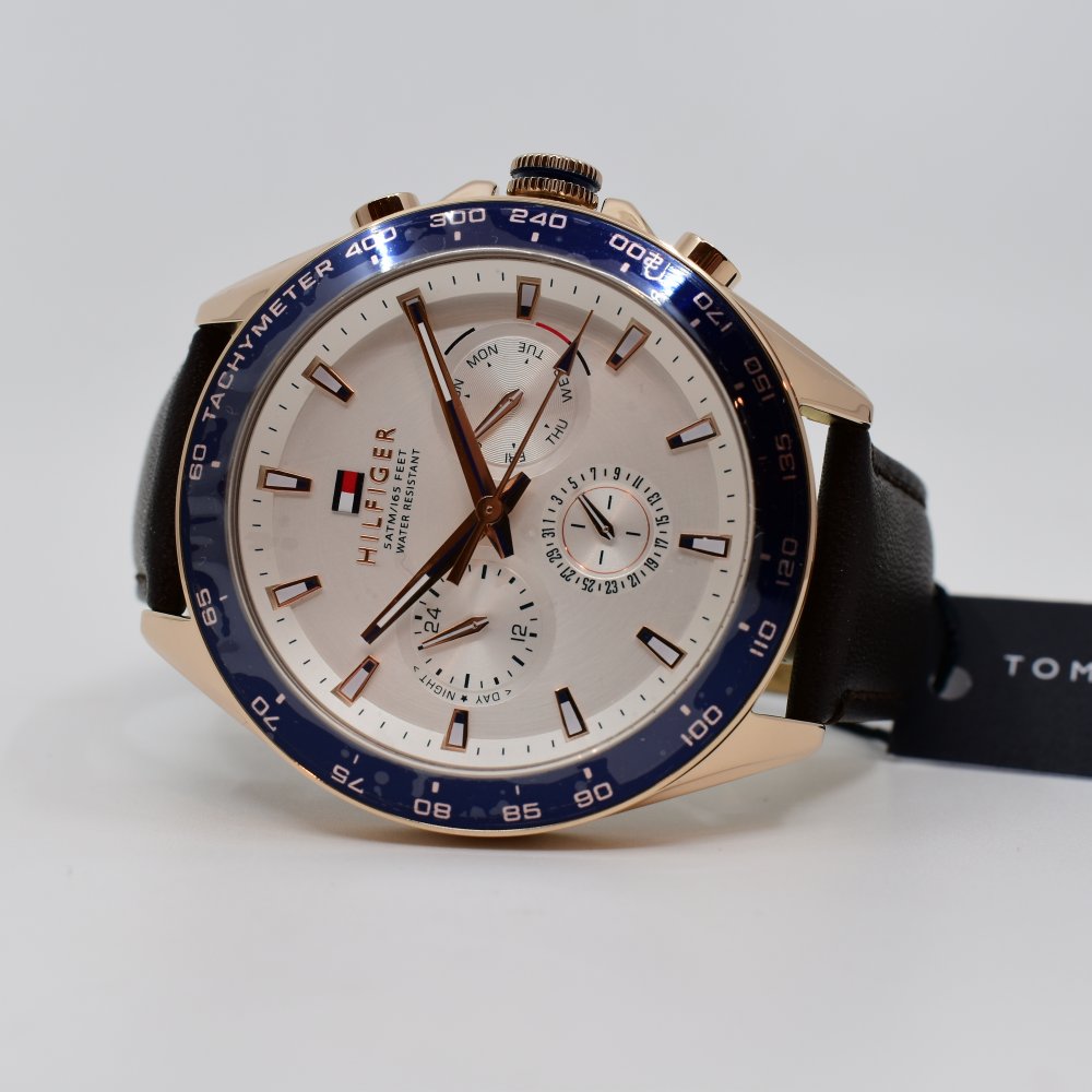 Buy Tommy Hilfiger Owen White Dial Brown Leather Strap Watch for Men - 1791966 in Pakistan