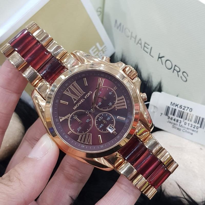 Buy Michael Kors Bradshaw Burgundy Red Chronograph Wrist Watch For Women - Mk6270 in Pakistan