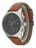 Buy Hugo Boss Mens Quartz Brown Leather Strap Grey Dial 44mm Watch - 1513787 in Pakistan