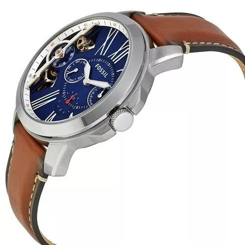 Buy Fossil Men's Mechanical Brown Leather Strap Blue Dial 44mm Watch ME1161 in Pakistan