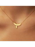 Buy SHEIN Dainty Rising Phoenix Pendant Necklace Stainless Steel Gold Plated Silver Fantasy Gold Bird Charm in Pakistan