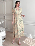 Buy SHEIN Dazy Designer Floral Print Deep V-Neck Wrap Tie Short Sleeve Dress With Ruffle Hem For Women in Pakistan